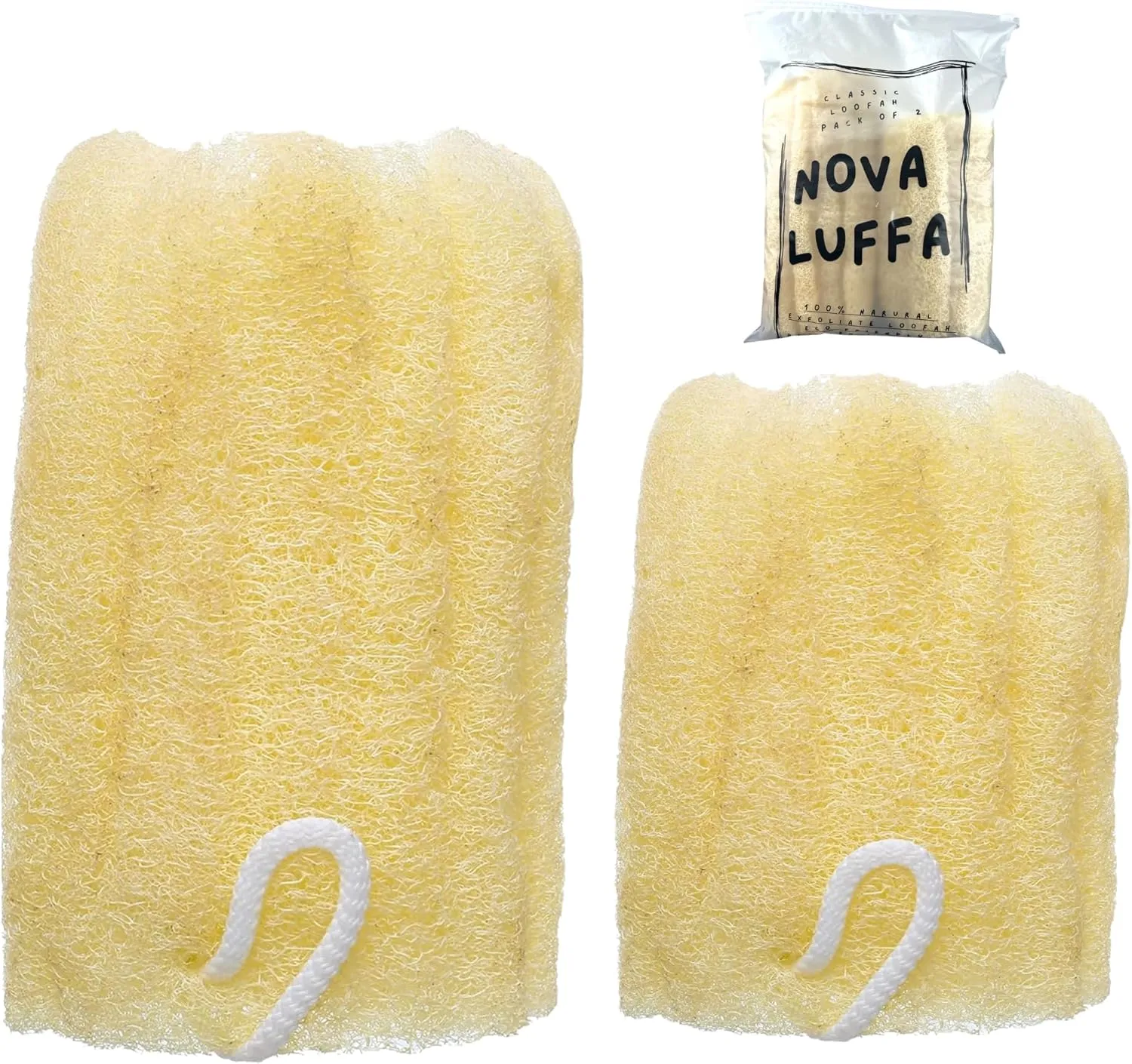 | 100% Natural Egyptian Loofah Sponge Pack | Organic & Eco-Friendly Exfoliating Bath Scrubbers for Skin Rejuvenation | Biodegradable Body Wash Accessories for Shower (Classic Combo)