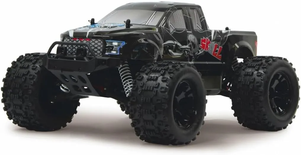 059735-Skull Monstertruck 4WD 1:10 NiMh 2,4GHz-Multiplayer Operation, Fork, All-Wheel Drive, Aluminum Reinforced Chassis, Black (59735)