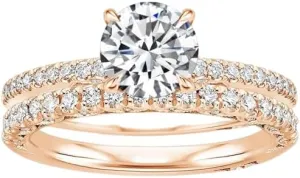 1 CT Round Cut Colorless Moissanite Engagement Ring Set, Tacori Wedding/Bridal Sets, 925 Sterling Silver, Anniversary Ring Pave Set, Holiday Gift for Women, 10K/14K/18K/22K Gold