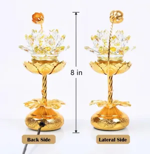 1 Pair - Colorful LED Crystal Lotus Buddhist Lamp, Gradient Buddha Light for Worship, Prayer and Display-Friendly Material for Buddha Occasions, Buddhist Supplies - 8 inch
