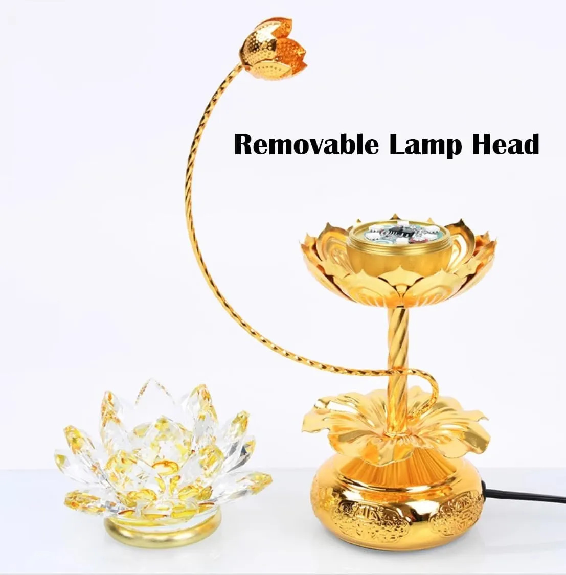 1 Pair - Colorful LED Crystal Lotus Buddhist Lamp, Gradient Buddha Light for Worship, Prayer and Display-Friendly Material for Buddha Occasions, Buddhist Supplies - 8 inch