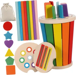 1 Set Montessori Color Shape Sorting Kit Engaging Wood Puzzle for Preschool Learning Enhances Cognitive Development and Fine Motor Skills with Vibrant Colors and Shapes