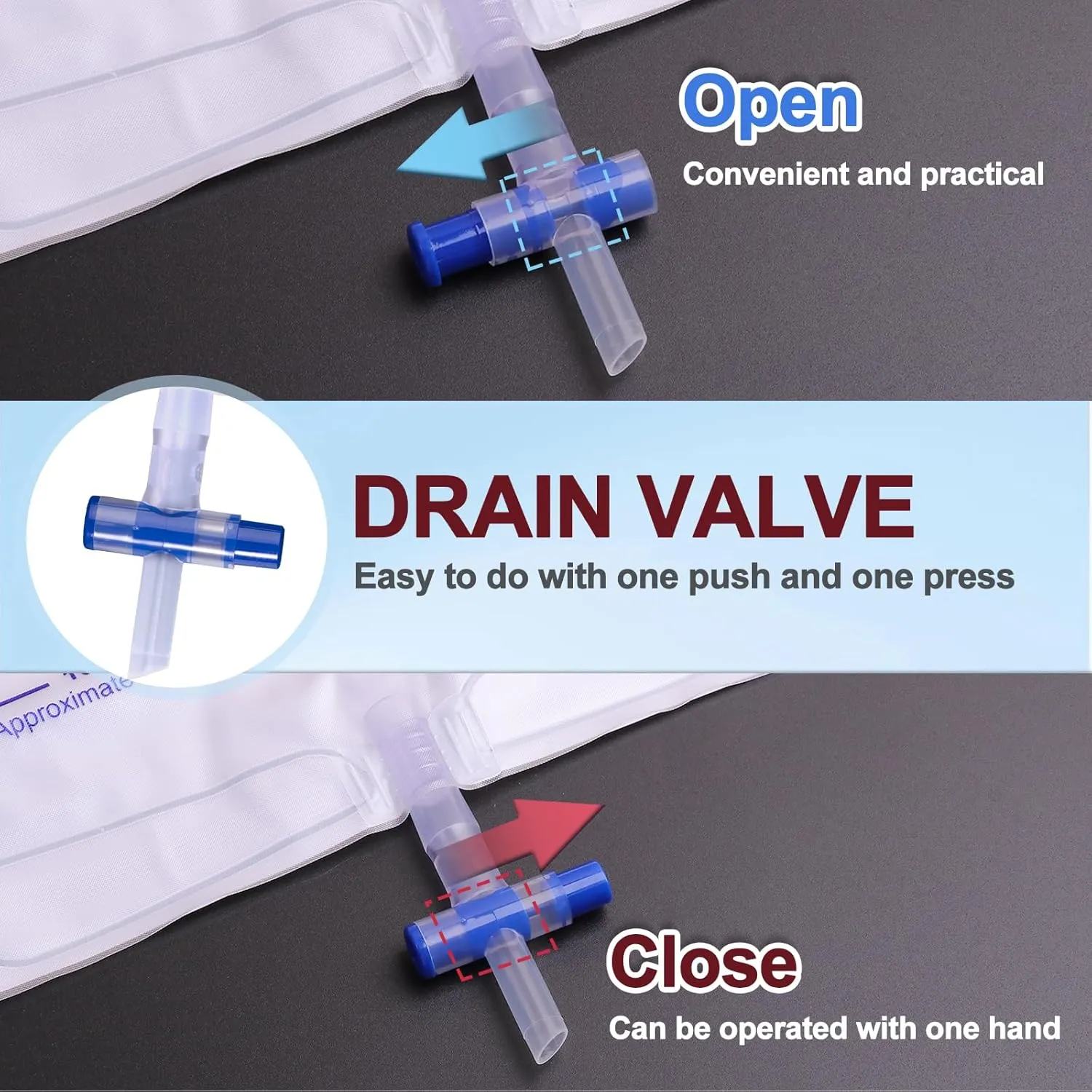 10 Pack 1000ml Urine Collection Bag with 48" Flexible Tube, Non-Backflow Design, Cross-Shaped Drainage Valve, Spill-Resistant Urine Collection Bag