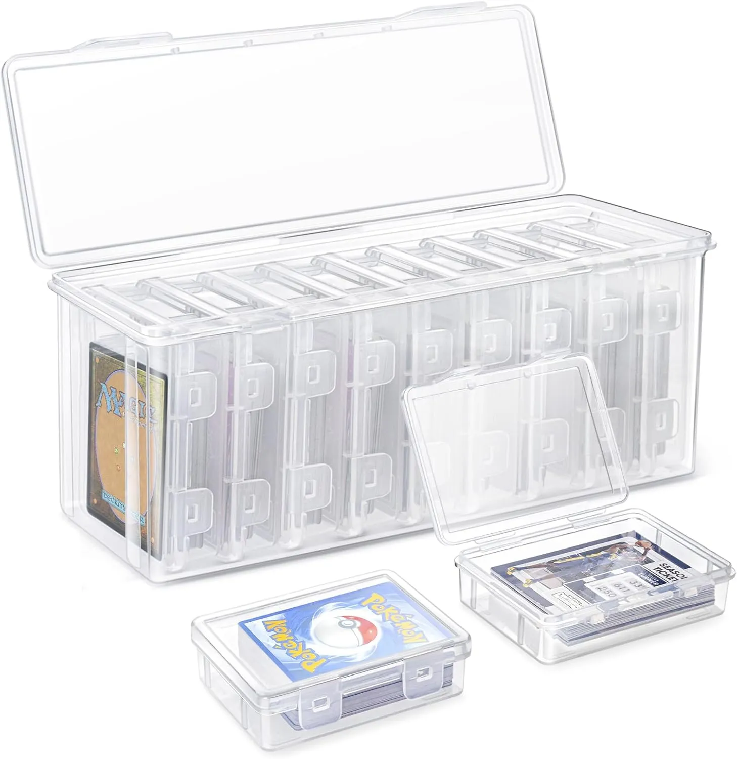 10 PCS Trading Card Storage Box Set, Plastic Top loaders Storage Box, Fit for Standard Card, Top Loaders and Magnetic Card Holders