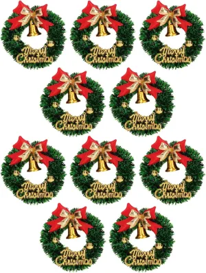 10 Pieces Dollhouse Miniature Christmas Wreath Dollhouse Accessories Mini Decorative Wreaths for Xmas Decoration Accessories Miniature Scene Model Pretend Play for 1/12 1/6 Scale Doll