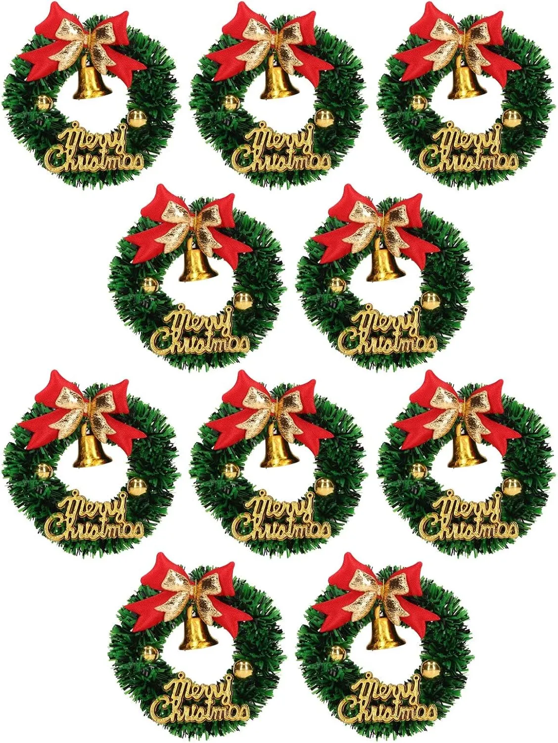 10 Pieces Dollhouse Miniature Christmas Wreath Dollhouse Accessories Mini Decorative Wreaths for Xmas Decoration Accessories Miniature Scene Model Pretend Play for 1/12 1/6 Scale Doll