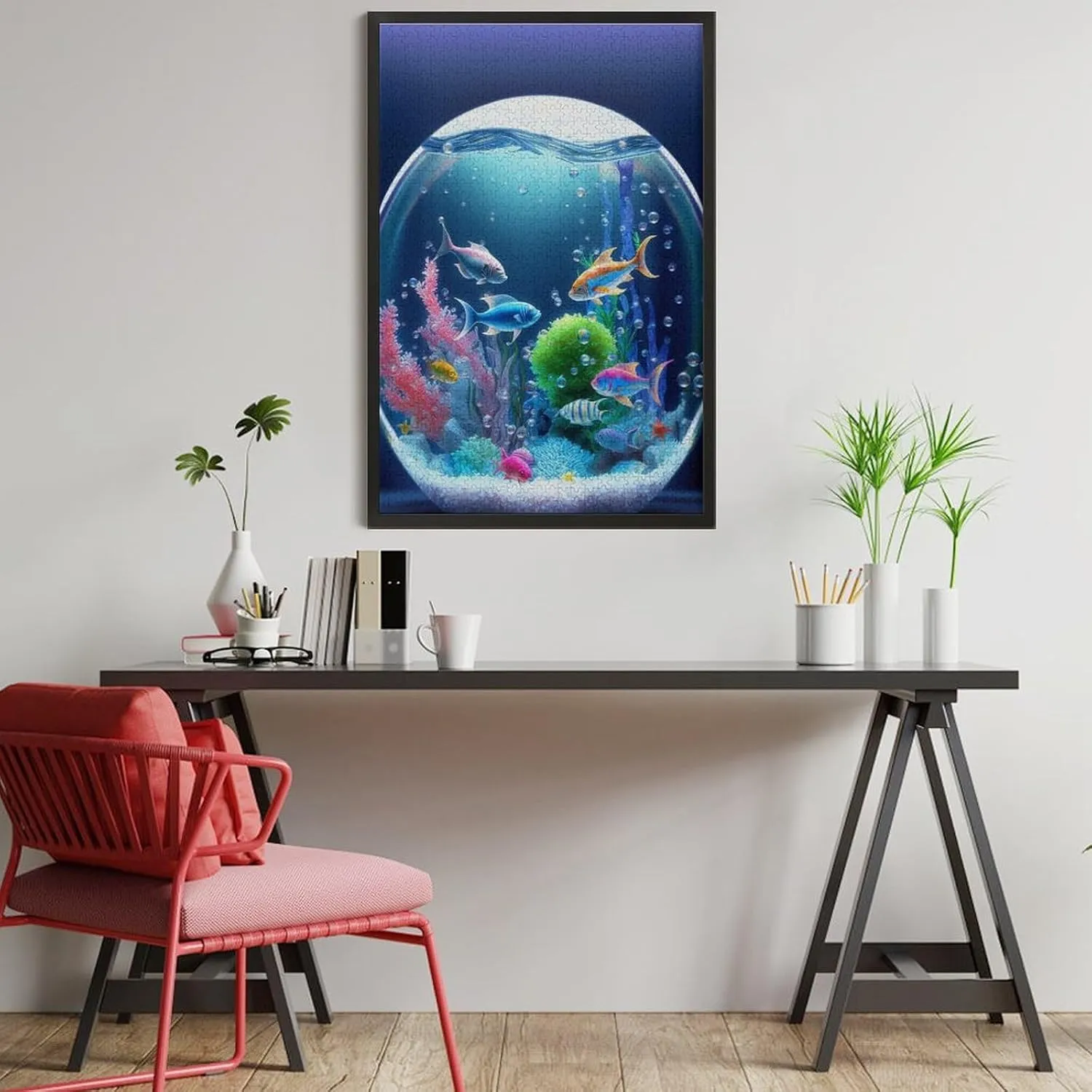 1000 Pieces Jigsaw Puzzle for Adults - Colorful Fish Family Puzzles - Fantasy Fish Tank Inspirational Wooden Jigsaw Puzzles for Family Activities Games