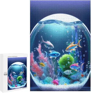 1000 Pieces Jigsaw Puzzle for Adults - Colorful Fish Family Puzzles - Fantasy Fish Tank Inspirational Wooden Jigsaw Puzzles for Family Activities Games