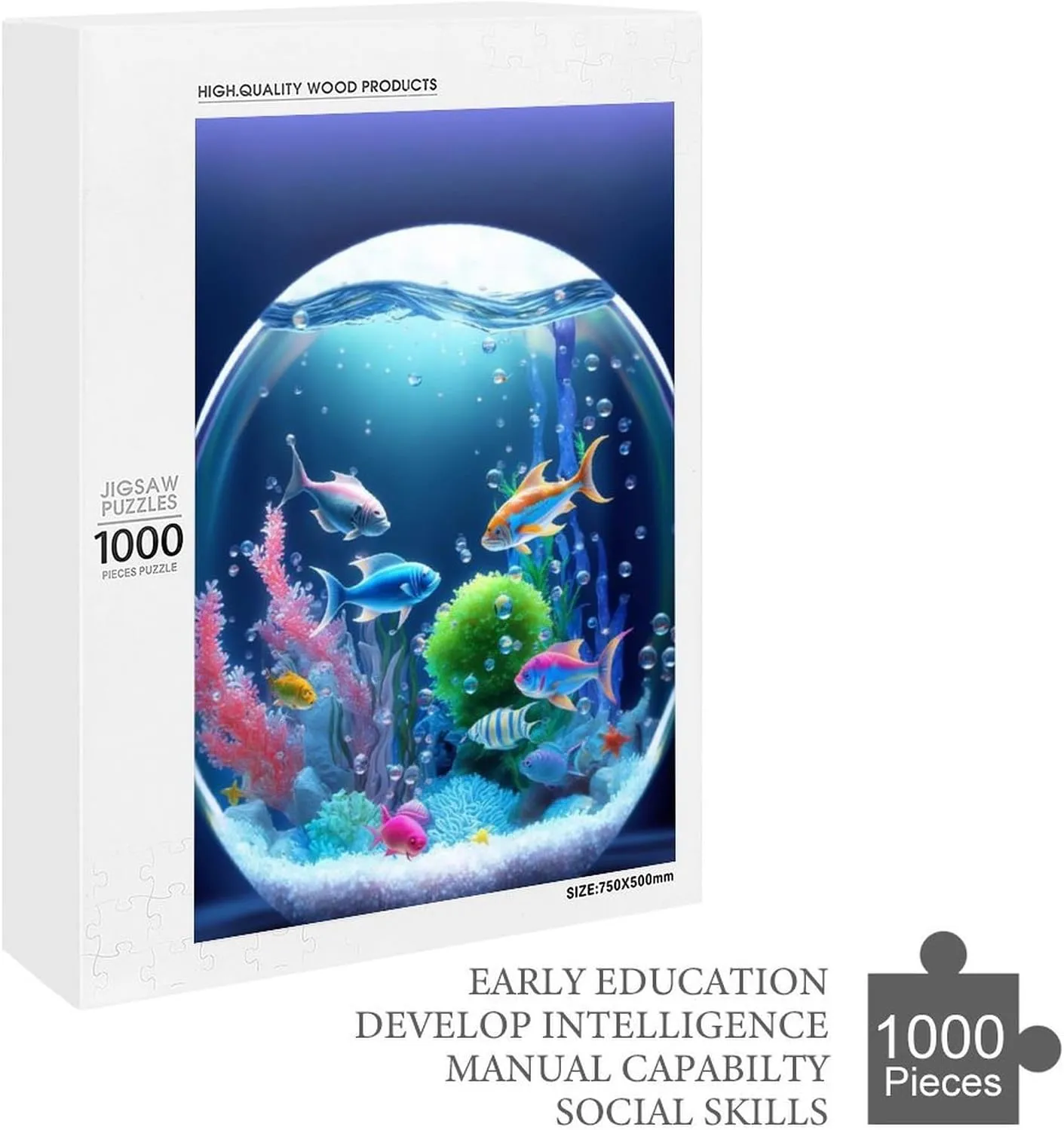 1000 Pieces Jigsaw Puzzle for Adults - Colorful Fish Family Puzzles - Fantasy Fish Tank Inspirational Wooden Jigsaw Puzzles for Family Activities Games