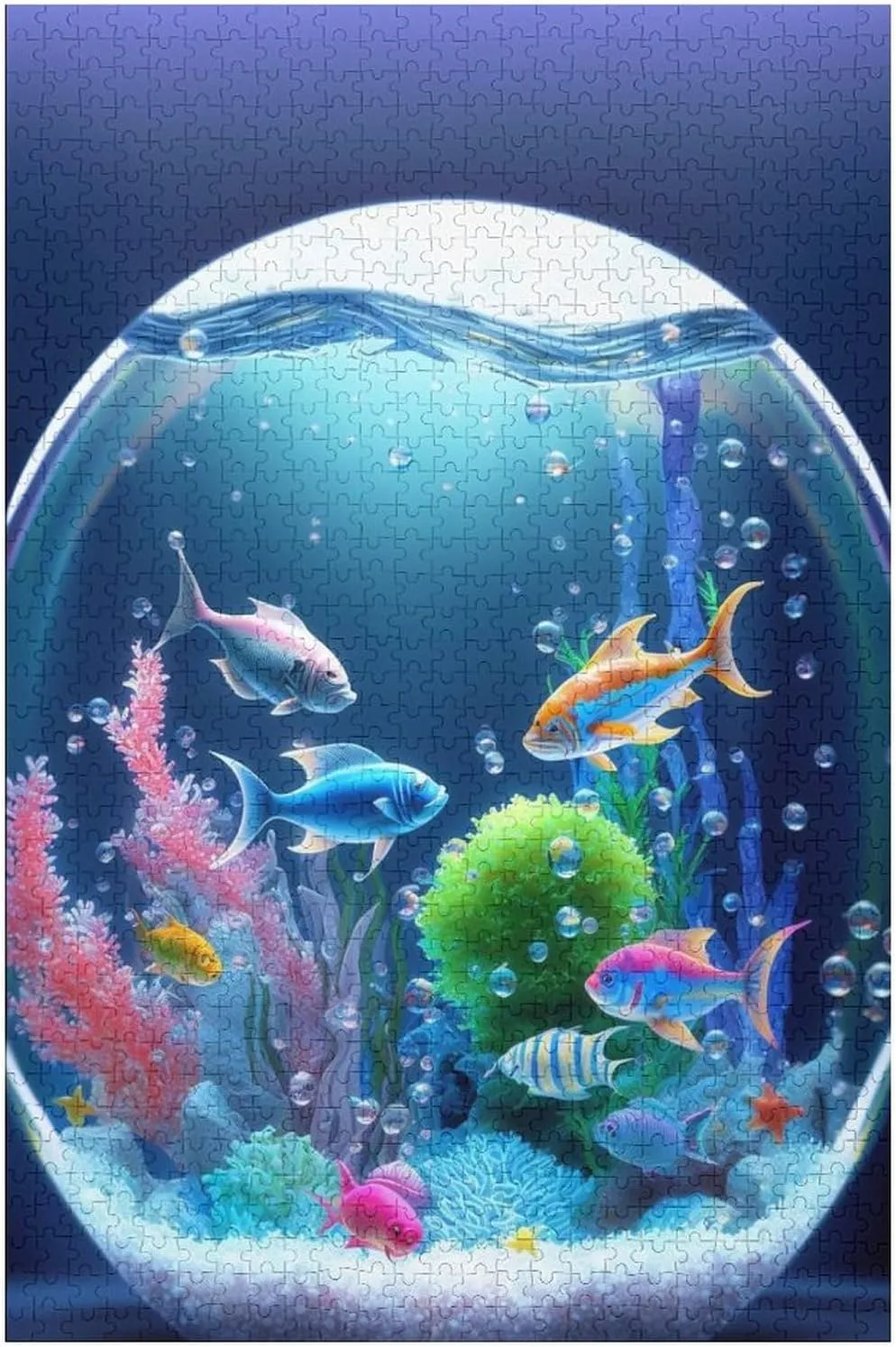 1000 Pieces Jigsaw Puzzle for Adults - Colorful Fish Family Puzzles - Fantasy Fish Tank Inspirational Wooden Jigsaw Puzzles for Family Activities Games