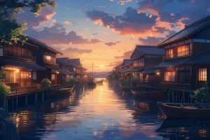 1000 Pieces Puzzles for Adults - Fishing Village at Dusk Funny Puzzle Games, Full of Challenging and Exciting Educational Puzzles