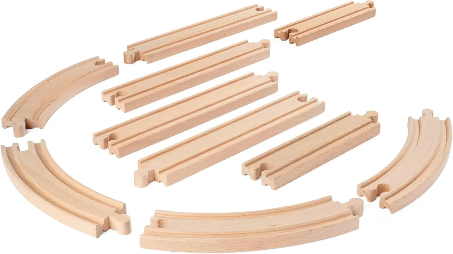 100006403 Rail Set, 10 Pieces, FSC Certified Beech Wood, Can Be Installed with Other Rail Systems, Multi-Coloured
