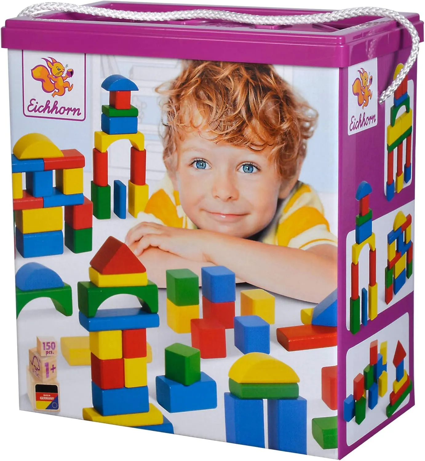 100010181 150-piece Set, 25 mm, FSC 100%, Beech Wood, BSK with Cord, 1J  Made in Germany, Colourful Amazon Exclusive