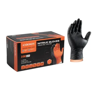10Mil Nitrile Gloves Heavy Duty Chemical-Resistan Disposable Latex Free Thick Rubber Gloves with Diamond Grip for Mechanic Work,Cooking,Cleaning,Food Safe-Powder Free(Black,Large,100)