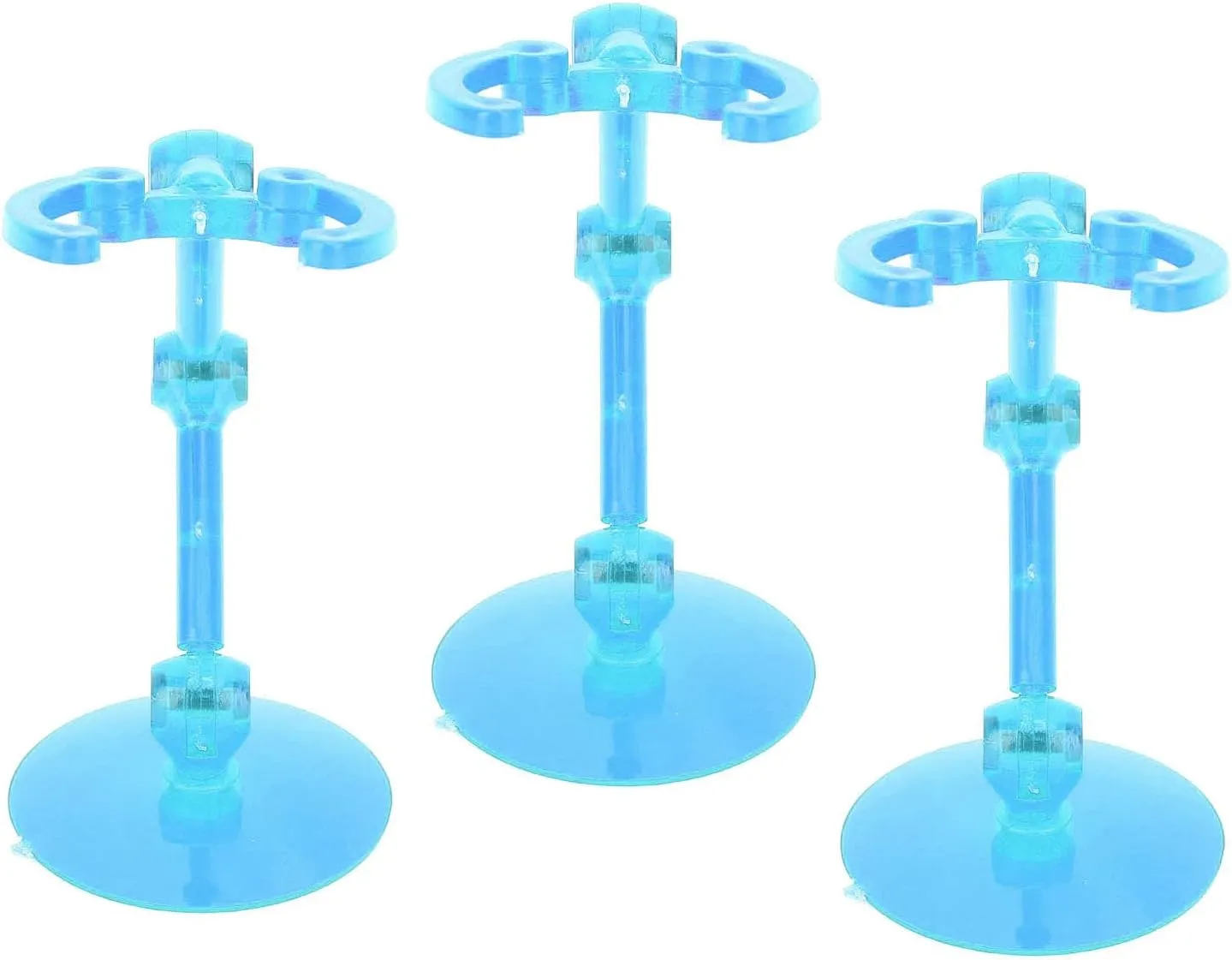 10pcs Action Figure Stand, Premium Plastic Holder Strongly Assembled Adjustable Display, for Dolls, Home Decoration (Transparent Blue)