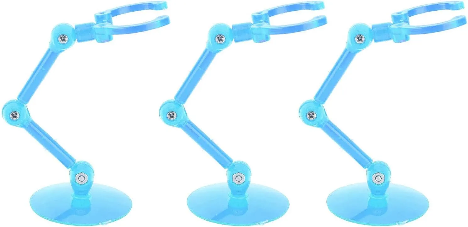 10pcs Action Figure Stand, Premium Plastic Holder Strongly Assembled Adjustable Display, for Dolls, Home Decoration (Transparent Blue)
