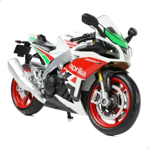 1:12 Motorcycle Model Toy for Aprilia RSVA RR1000 Metal Die-cast with Plastic Motorcycle Model No Assembly Required Mini Finished Moto Gift for Adult（White & Red）