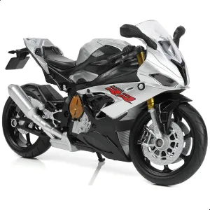 1:12 Motorcycle Model Toy for BMW S1000RR Metal Die-cast with Plastic Motorcycle Model No Assembly Required Mini Finished Moto Gift for Adult(Silver)