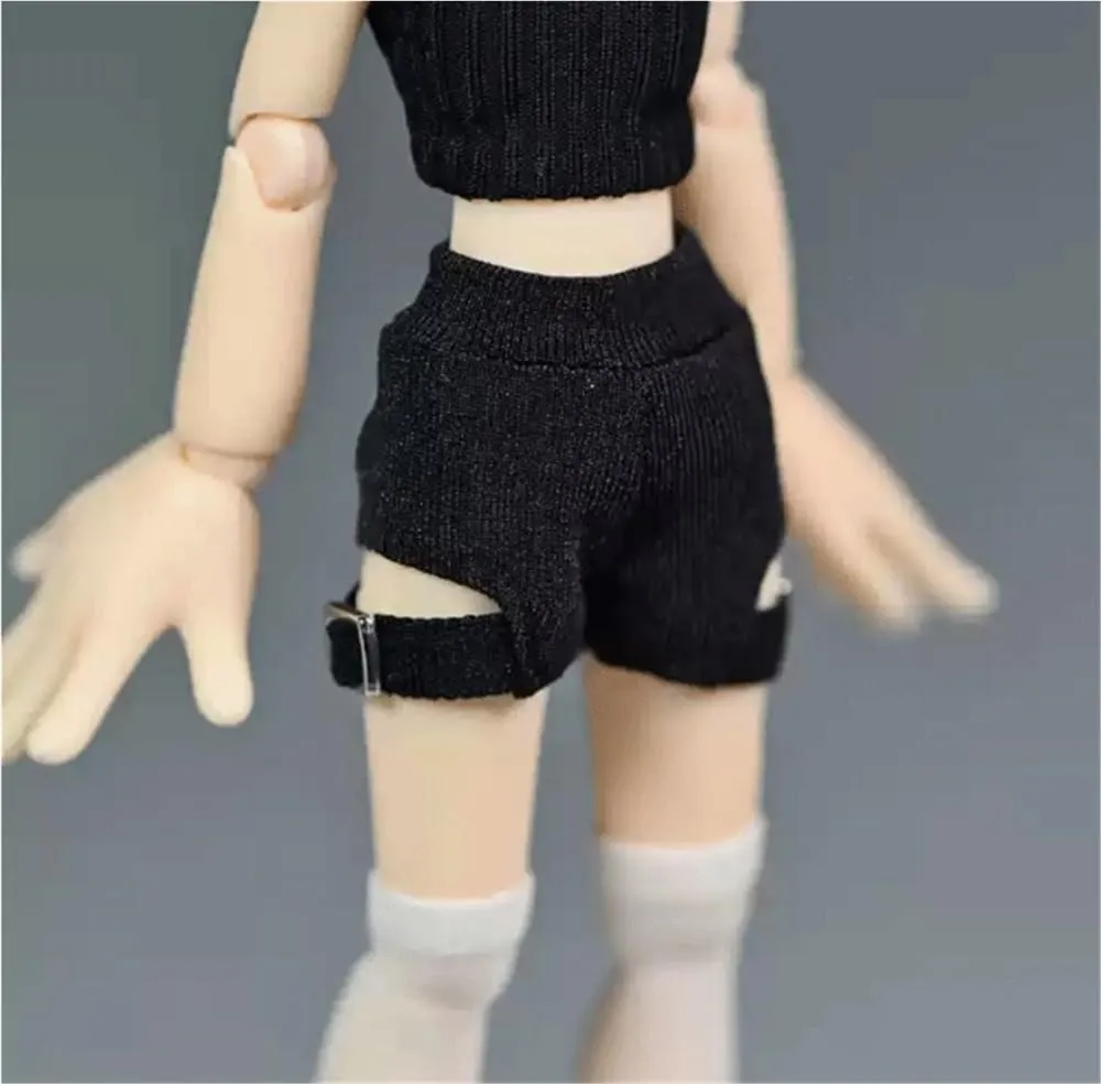1/12 Scale Female Soldier Figure Shorts High Waisted Pants for 6" Movable Doll Action Figure Accessories Doll(Black)