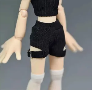 1/12 Scale Female Soldier Figure Shorts High Waisted Pants for 6" Movable Doll Action Figure Accessories Doll(Black)