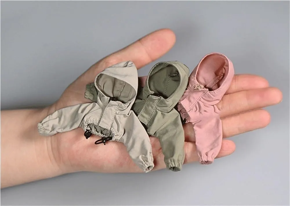 1/12 Scale Female Soldier Model Figure Doll Clothes Windbreaker Jacket Short Coat for 6 Inch Movable Doll Action Figure, Doll Miniatures Accessories Doll(Pink)