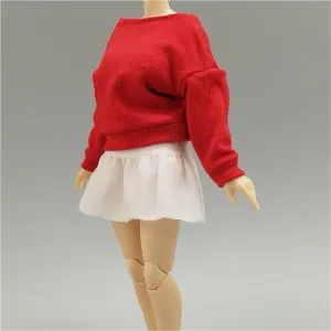 1/12 Scale Female,Figure Doll Clothes Long Sleeved Hoodie Skirt Costume for 6" Female Soldier Action Figure Doll(White)