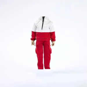 1/12 Scale Male Clothes,Figure Doll Clothes Jacket Cargo Pants Costume for 6" Male Soldier Action Figure Body Doll(Red)
