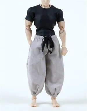1/12 Scale Male Clothes,Figure Doll Clothes Short Sleeved T Shirt Pants Costume for 6" Soldier Action Figure Doll(Gray)
