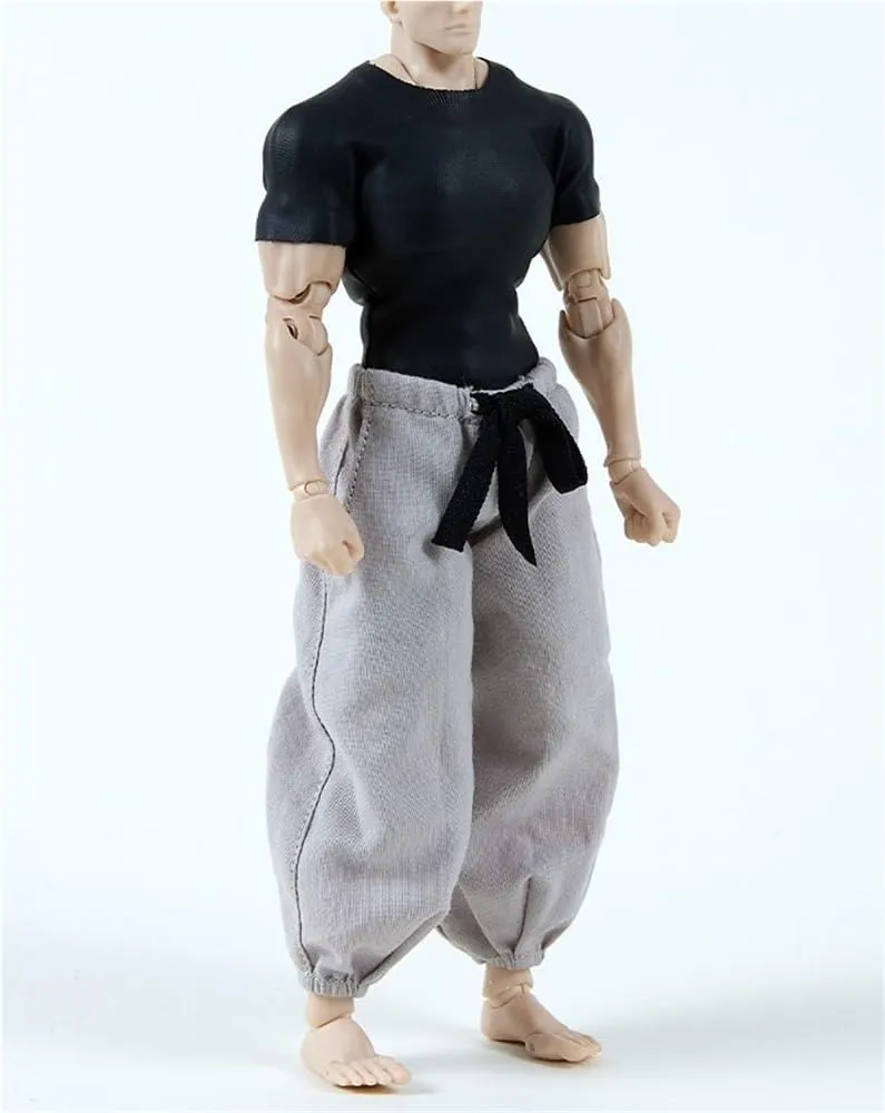 1/12 Scale Male Clothes,Figure Doll Clothes Short Sleeved T Shirt Pants Costume for 6" Soldier Action Figure Doll(Gray)