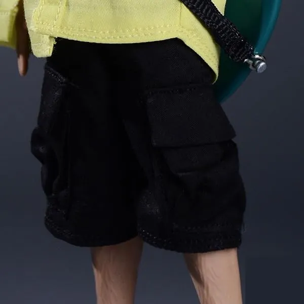 1/12 Scale Male Soldier Model Figure Doll Cargo Shorts Clothes for 6 inch Action Figure Doll Clothes Doll(Black)