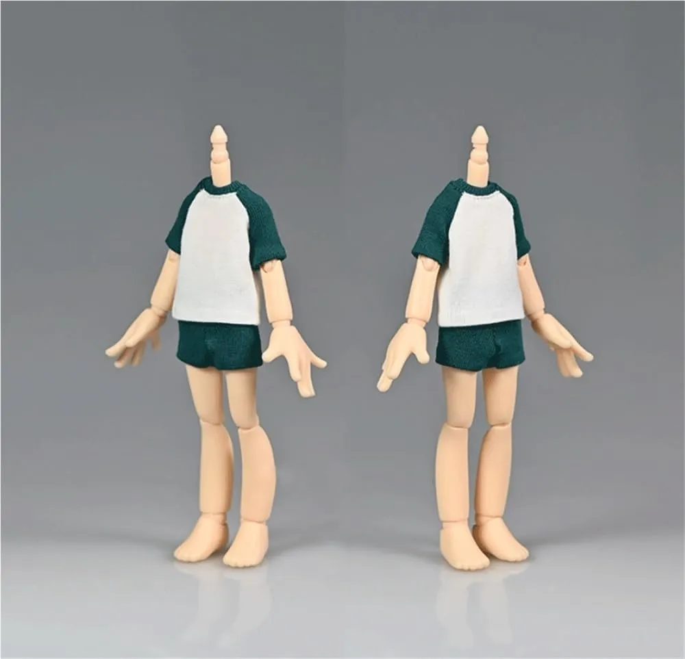 1/12 Scale Male Soldier Model Figure Doll Clothes Casual T-Shirt Shorts for 6 Inch Movable Doll Action Figure Accessories Doll(Green)