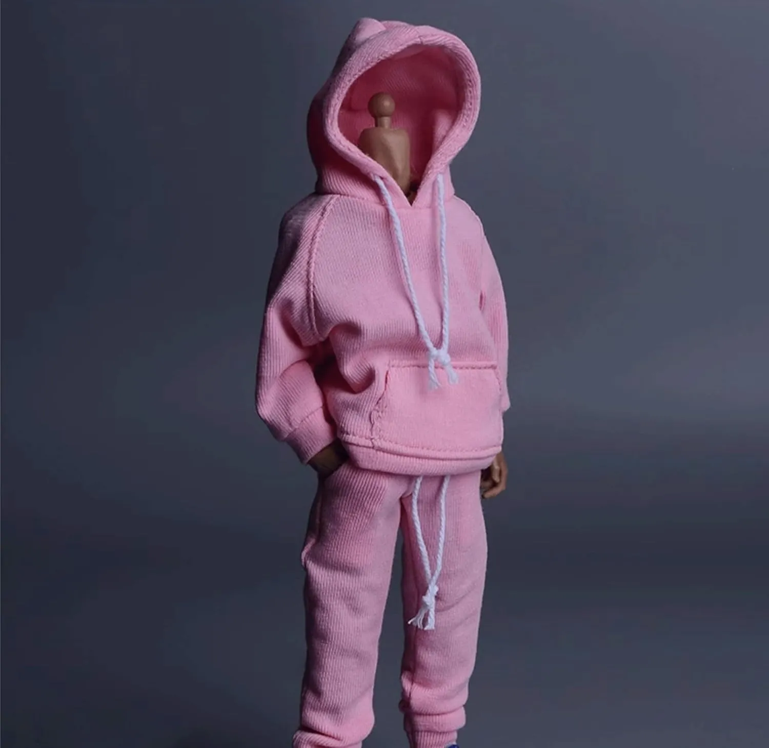 1/12 Scale Male Soldier Model Figure Doll Long Sleeve Hoodie Sweatpants Sportswear Clothes for 6 inch Action Figure Doll Clothes Doll(Pink)