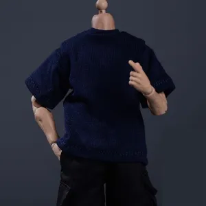 1/12 Scale Male Soldier Model Figure Doll Short Sleeved T-Shirt Casual Clothes for 6 inch Action Figure Doll Clothes Doll(Blue)