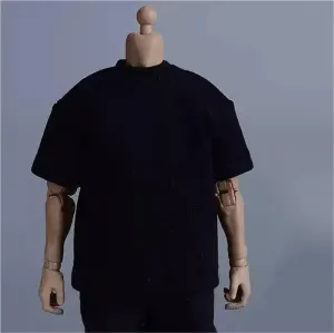 1/12 Scale Male Soldier Model Figure Doll Short Sleeved T-Shirt Casual Shirt Clothes for 6 inch Action Figure Doll Clothes Doll(Black)