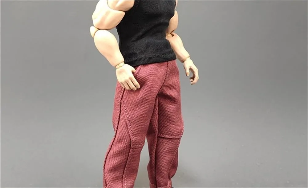 1/12 Scale Male,Figure Doll Clothes Cargo Pants Sweatpants Costume for 6" Male Soldier Action Figure Doll(Red)