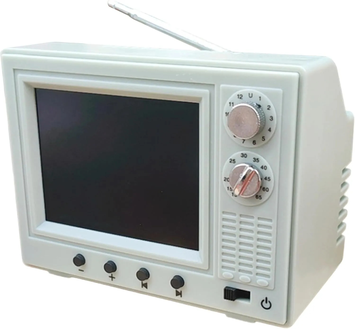 1:12 Scale Mini TV Toy USB Rechargeable with LCD Screen & 180° Rotatable Antenna Dollhouse Furniture for DIY Setting