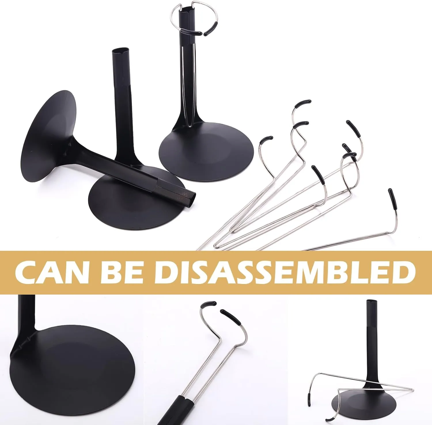 12 Pcs Doll Stand Action Figure Stands with Expandable Waist Wire for 8" to 12" Dolls and Action Figure(Black, Silver)