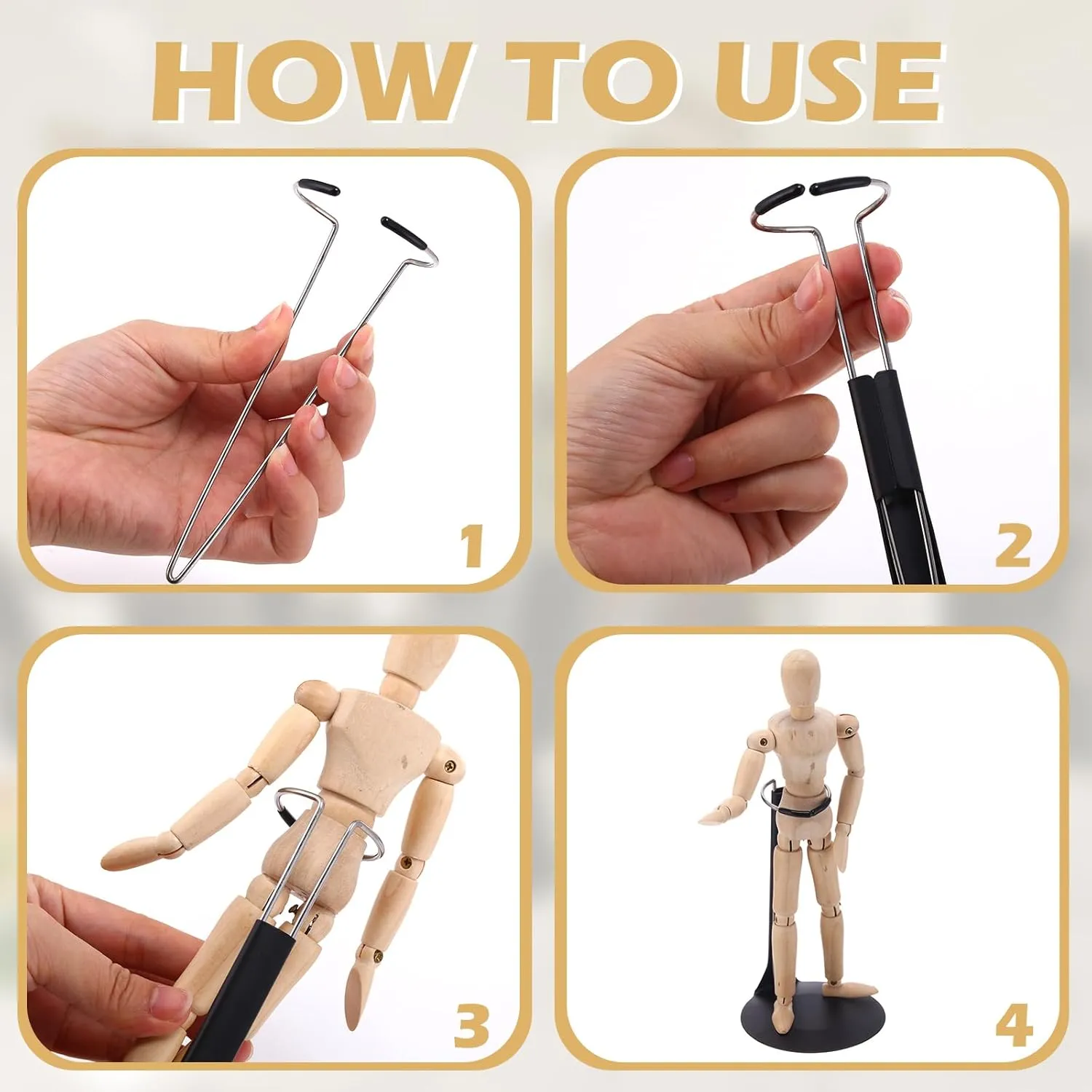 12 Pcs Doll Stand Action Figure Stands with Expandable Waist Wire for 8" to 12" Dolls and Action Figure(Black, Silver)