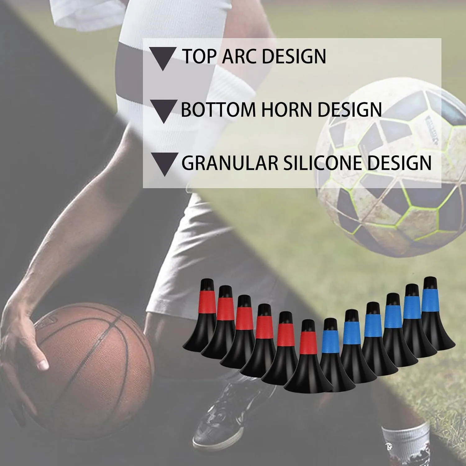 12 Pcs Sports Training Cones 9 Inch Agility Plastic Skating Marker Cones with Carry Bag for Kids Football Basketball Practice