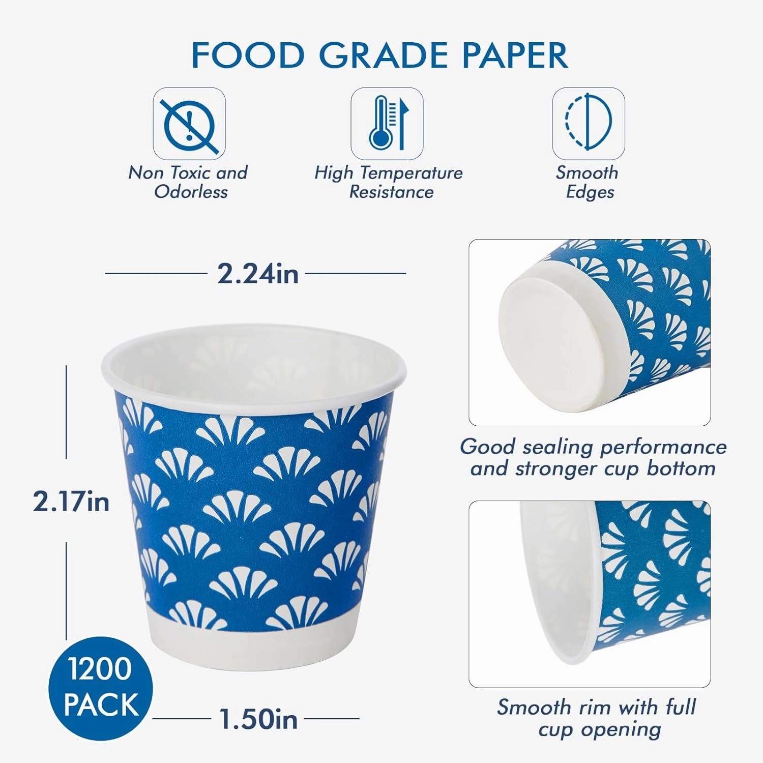 1200 Pack 3 oz Disposable Bathroom Paper Cups, Small Mouthwash Cups in Orange, Blue, and Green, Great for Candy, Biscuits, Bathroom Use, Parties, Picnics, and Travel