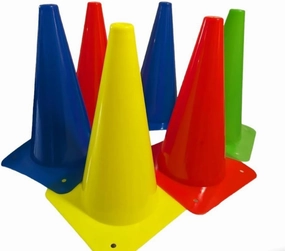12" Sports Cones, Basketball Cones for Sport Training, Football, Soccer - Plastic Safety Parking Cone for Outdoor Sports, Festival, Events - Set of 6 Colored Cones - Traffic Practice