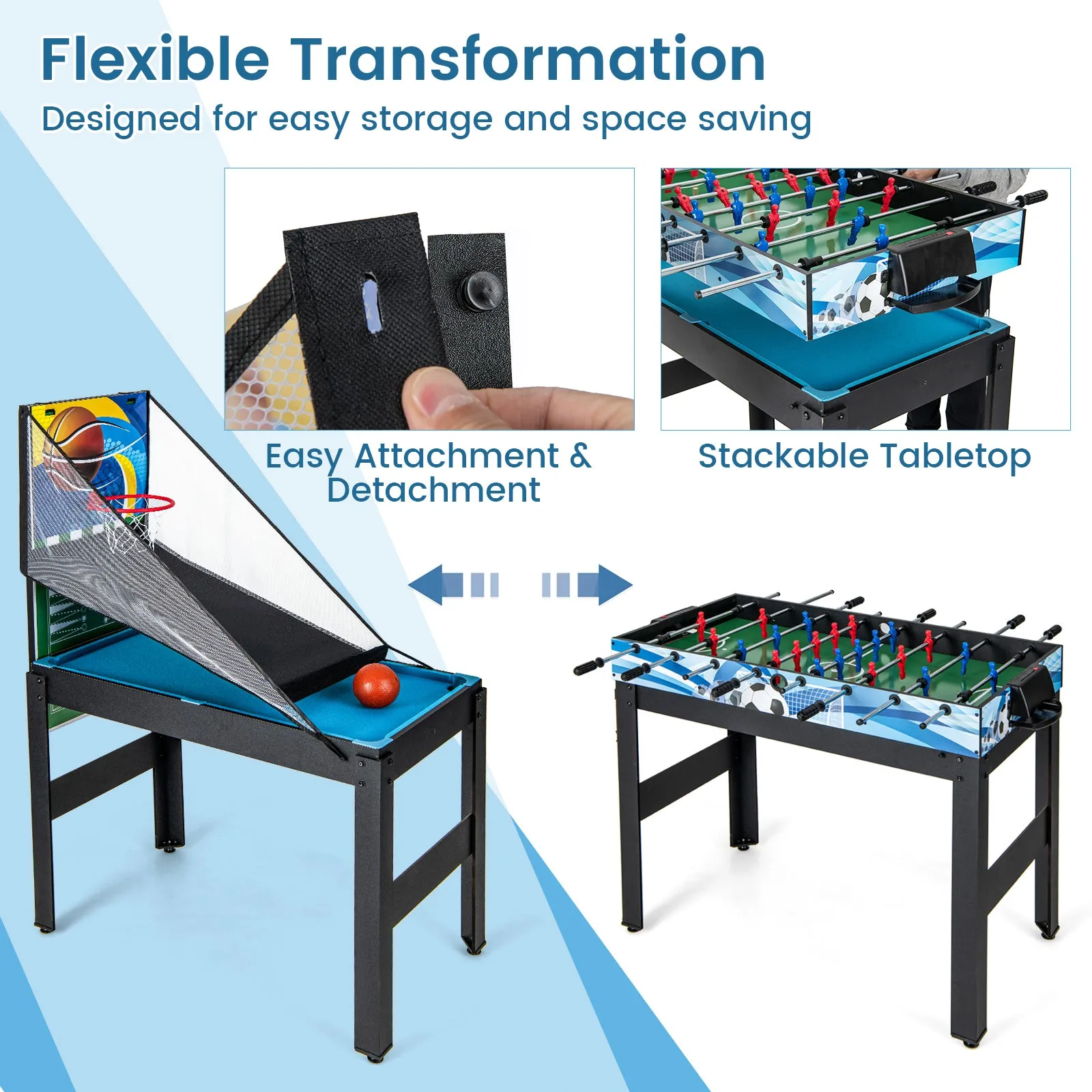 14-in-1 Combo Game Table Set Multi Game Table with Foosball