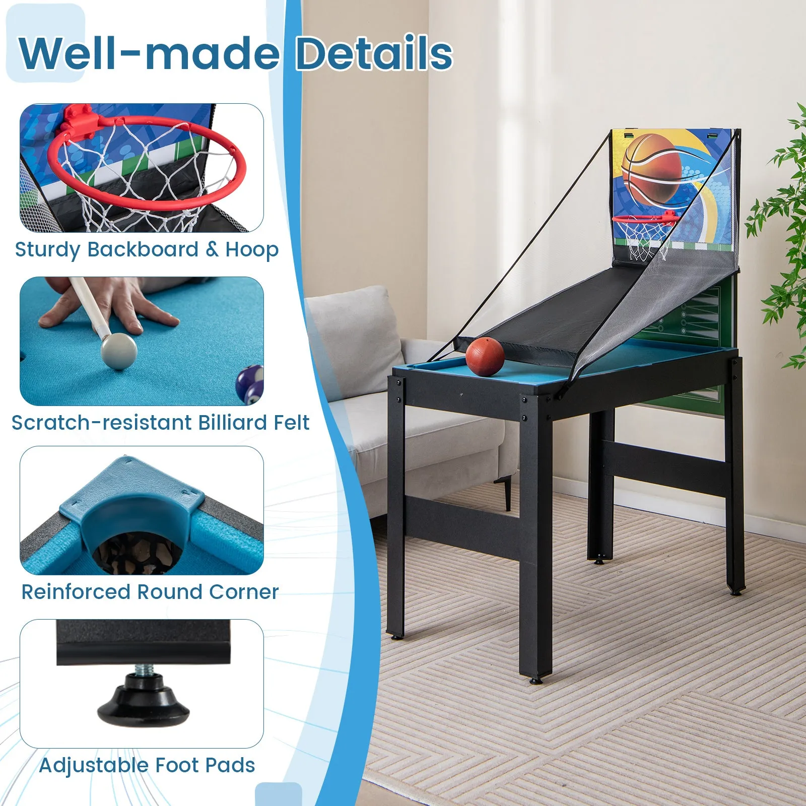 14-in-1 Combo Game Table Set Multi Game Table with Foosball