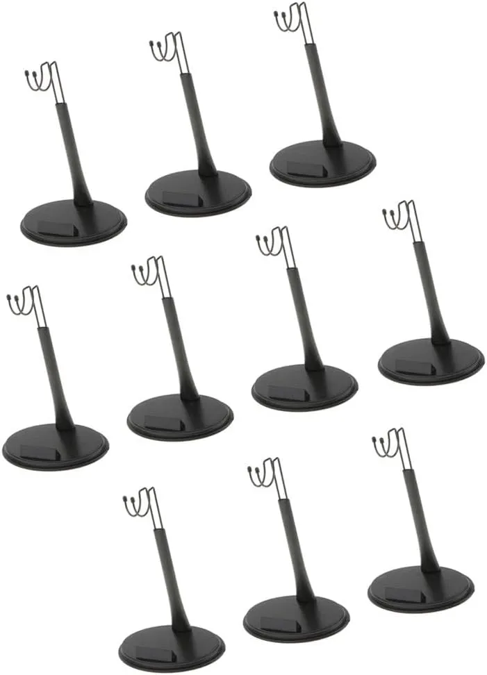 1/6 Scale Action Figure Display Stand Base | Black U Type Bracket for 12'' Dolls | Plastic Material | Double-Sided Nameplate Stickers Included