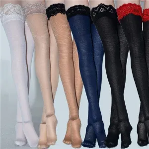 1/6 Scale Female Action Figure Doll Thigh High Stockings Long Stocking Socks for 12 Inch Figure Doll Miniatures Accessories Doll(Red)