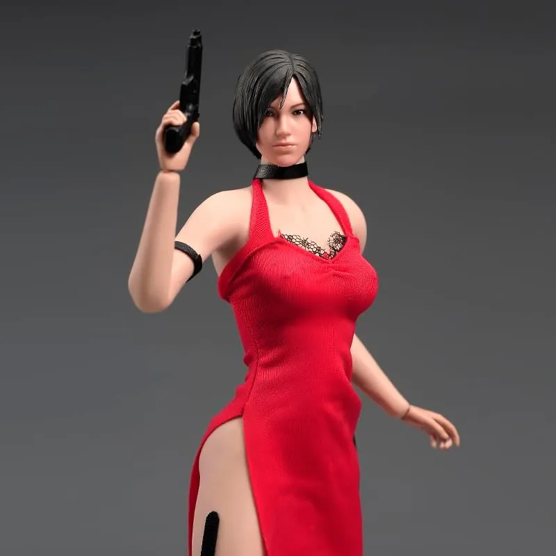 1/6 Scale Female Action Figure,12inch Ada Wong with Dress Flexible Seamless Action Figure Full Set Collection Doll (Red)