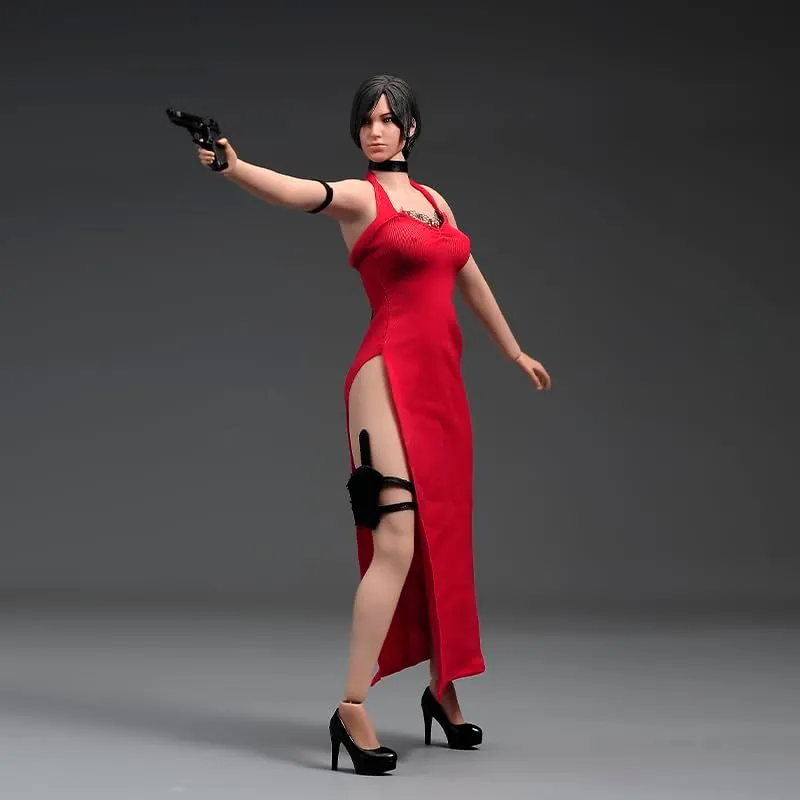 1/6 Scale Female Action Figure,12inch Ada Wong with Dress Flexible Seamless Action Figure Full Set Collection Doll (Red)