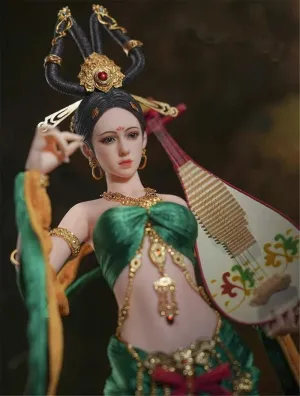1/6 Scale Female Action Figure,12inch Flexible Chinese Ancient Beauty Music Girl Dunhuang Goddess Action Figure Collectible (Red)