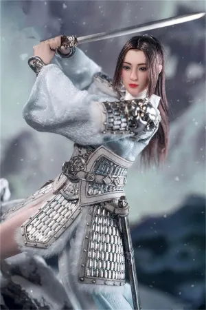 1/6 Scale Female Action Figure,12inch Flexible Chinese Ancient Soldiers Mulan Female Action Figure Collecitble Full Set (White)