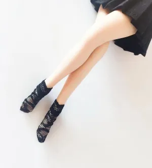 1/6 Scale Female Figure Clothes, Female Lace Short Socks for 12 inch Action Figure Body Doll(Black)